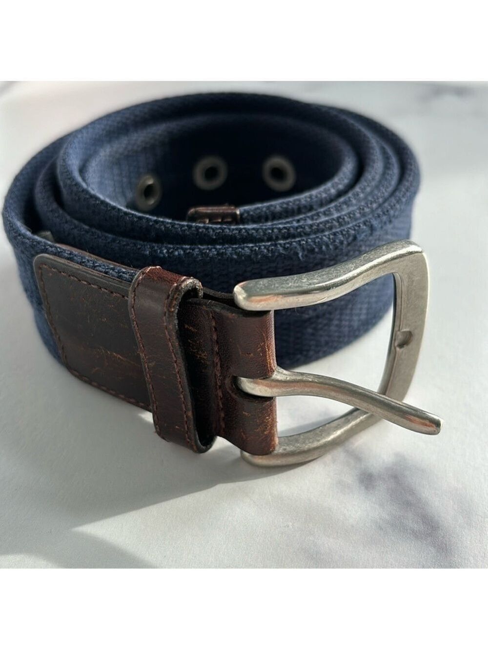 Perry Ellis Portfolio Navy Blue Fabric Belt Size 38